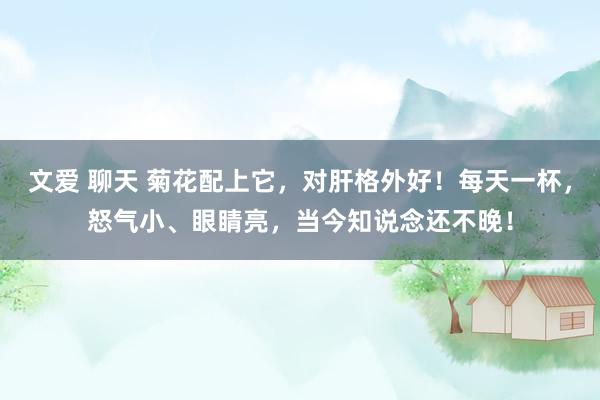文爱 聊天 菊花配上它，对肝格外好！每天一杯，怒气小、眼睛亮，当今知说念还不晚！